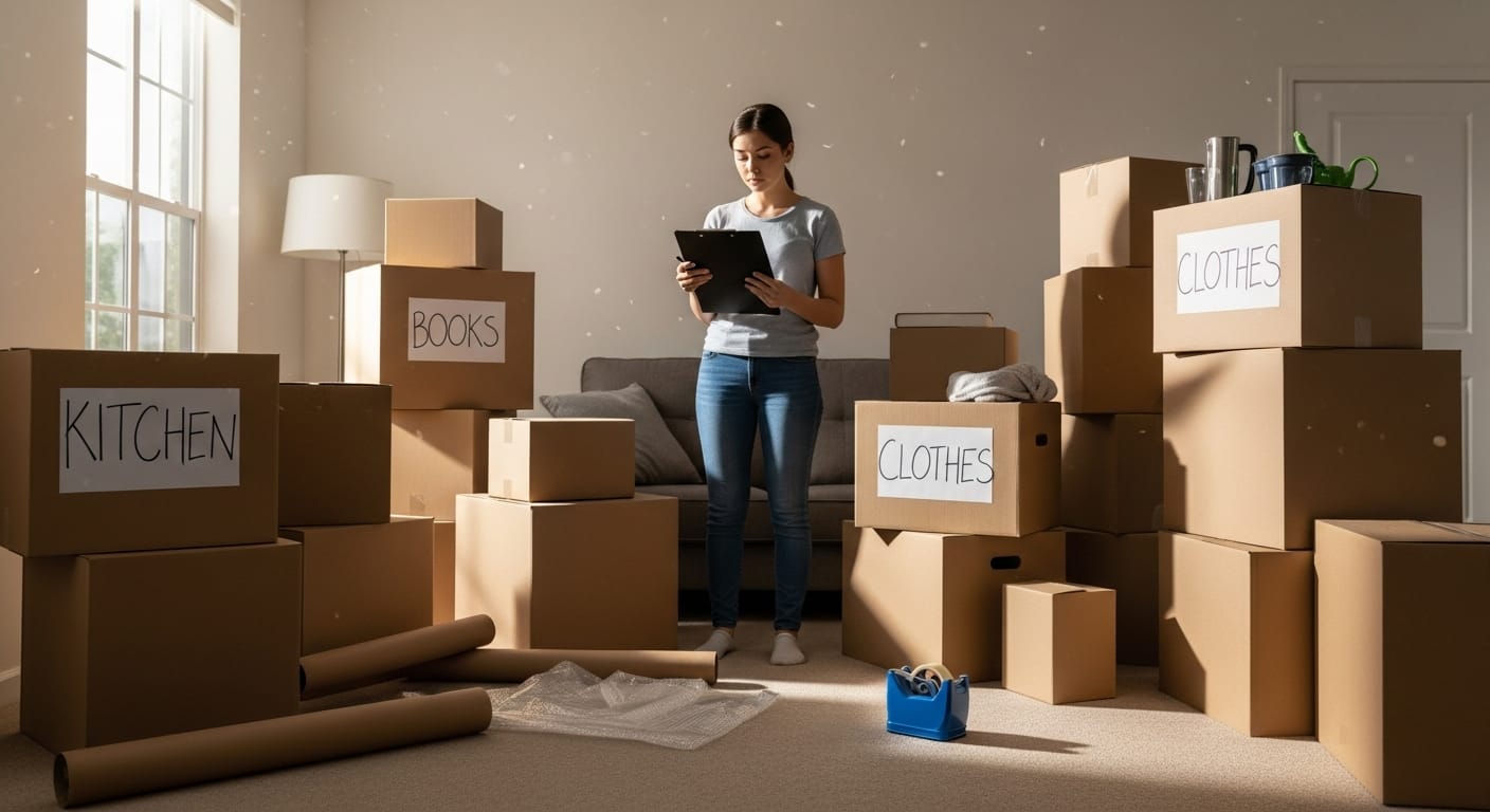 Student move-in tips in Cambridge including early packing, confirming truck rentals, coordinating with landlords and roommates, and protecting valuables with insurance.