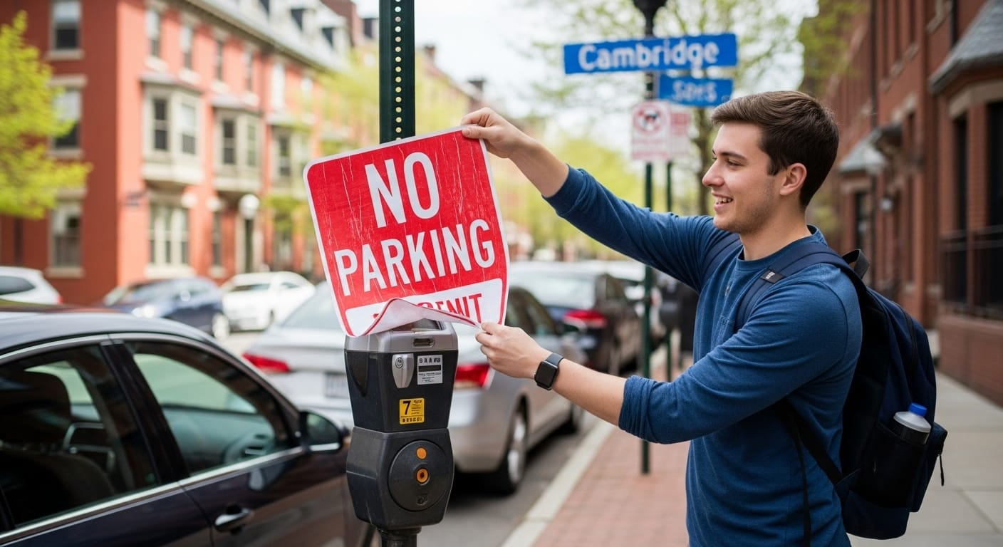 Student move-in day in Cambridge with moving truck permits, avoiding no-parking zones, and beating traffic by starting early.